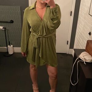 Green Princess Polly Wrap Dress w/ Collar